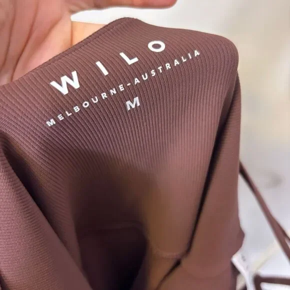 Wilo Brown Ribbed Wide Leg Athletic Jumpsuit Medium - Picture 8 of 9